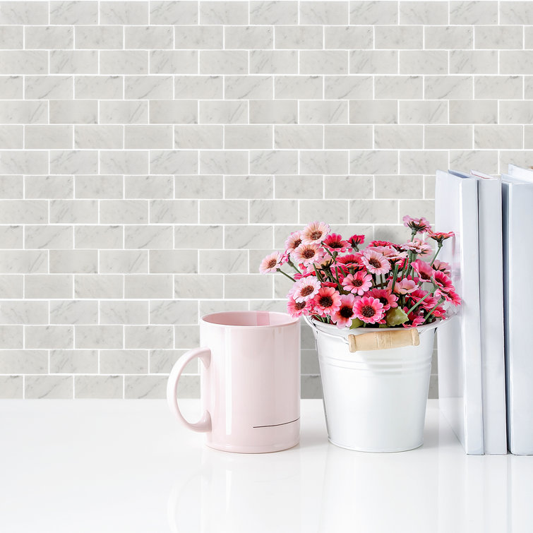 Polished White Marble Mosaic Rectangle Wall Tile