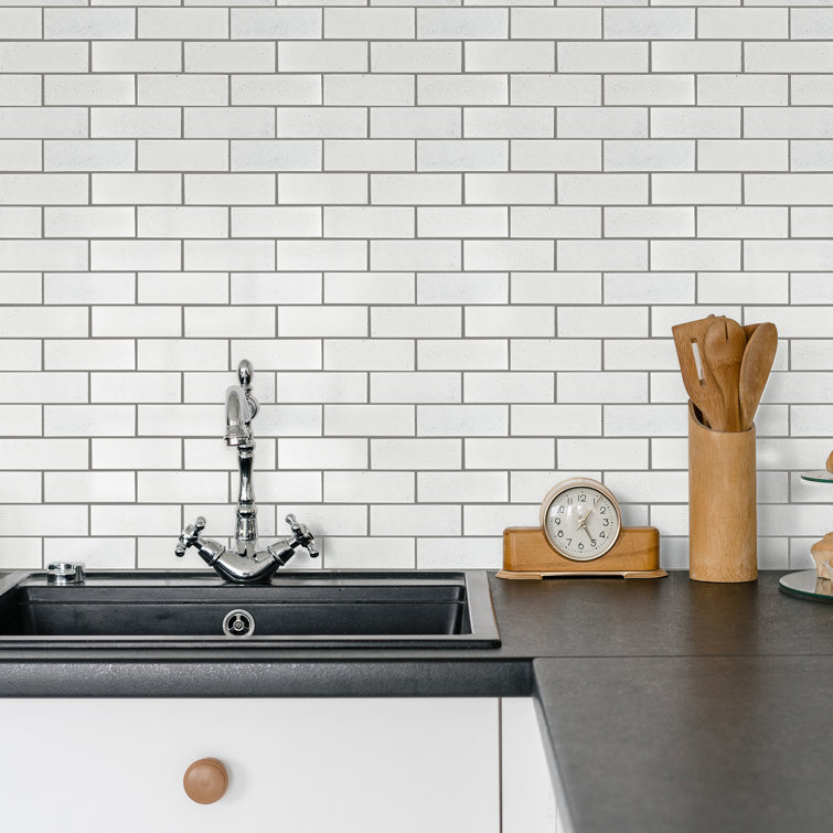 White Glazed Lava Stone Mosaic Subway Tile