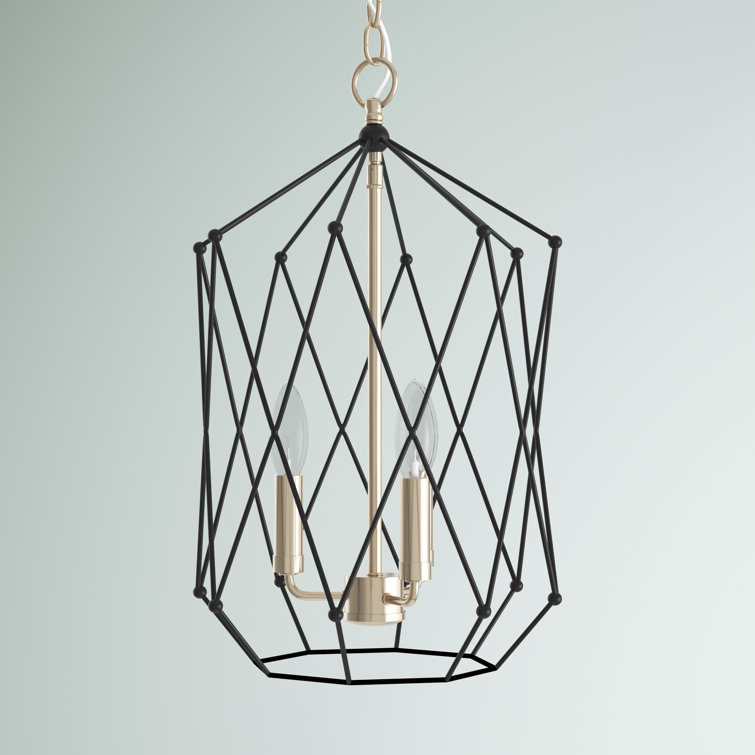 Zarra Satin Brass 3-Light Geometric Pendant