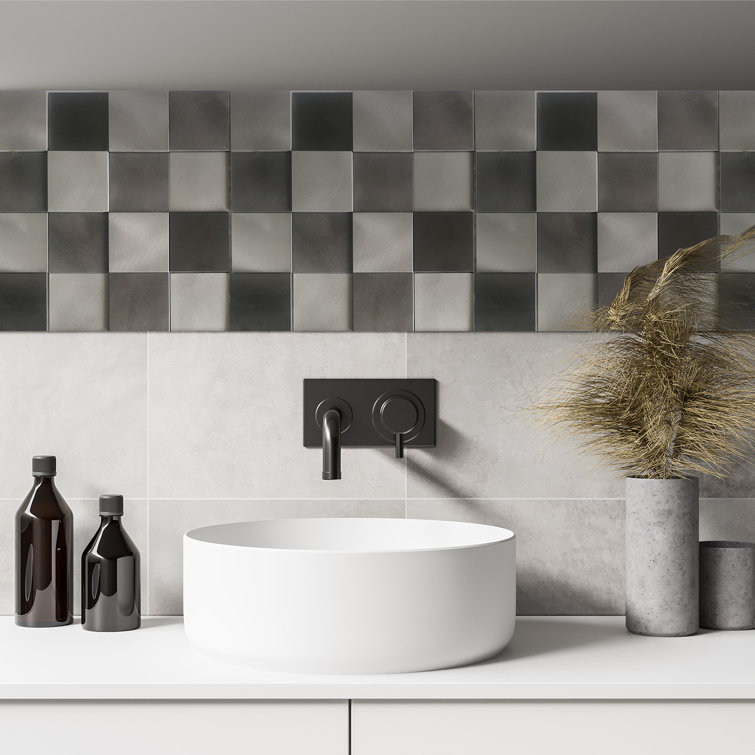 Steel Gray 12" x 12" Peel-and-Stick Metal Mosaic Wall Tile