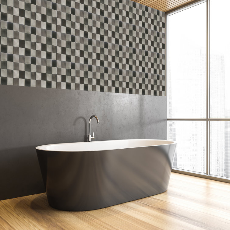 Steel Gray 12" x 12" Peel-and-Stick Metal Mosaic Wall Tile