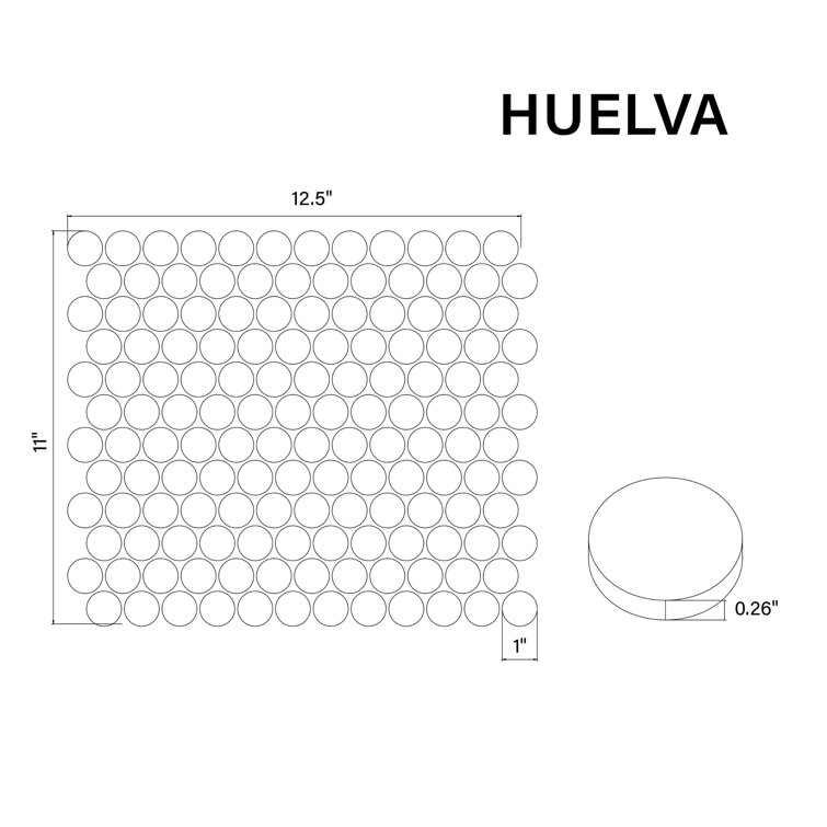 White 12.68" x 11.02" Recycled Glass Penny Mosaic Tile
