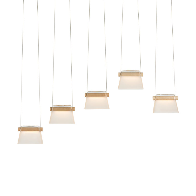 Scandinavian-Inspired Maple and Clear Glass LED Island Pendant in Black