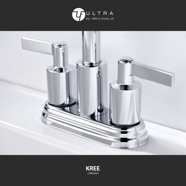 Polished Chrome 2-Handle Centerset Bathroom Faucet with Drain Assembly