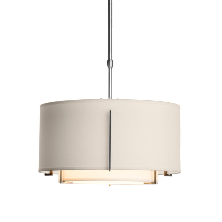 Exos Double Shade Drum Pendant in Opaque Natural Iron and Anna