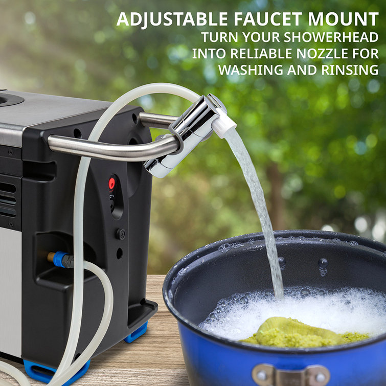 Compact Black and Silver Portable Propane Water Heater