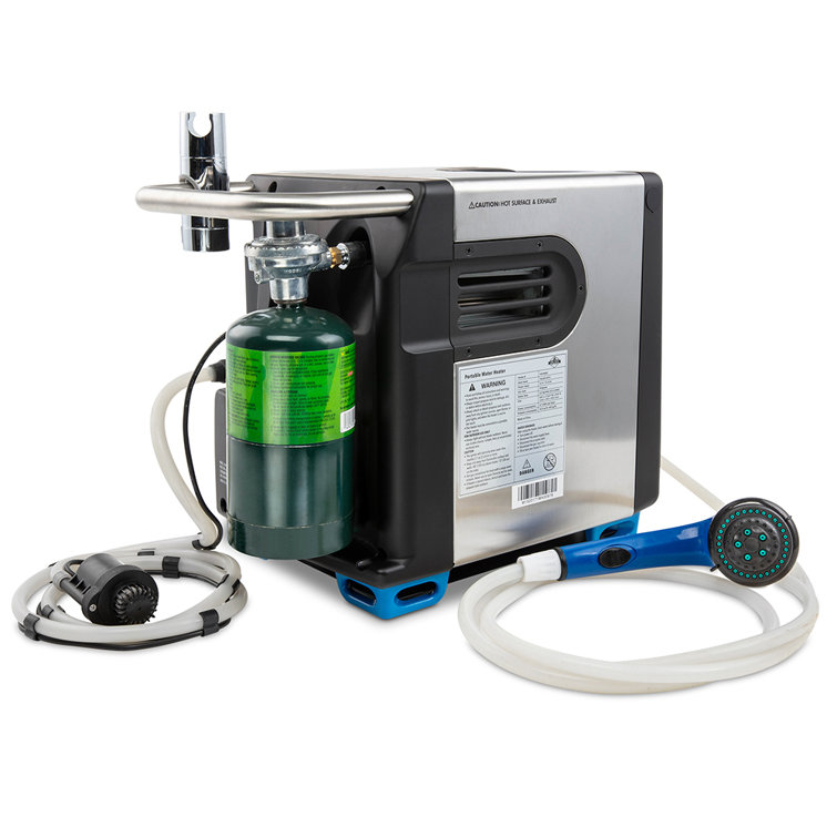 Compact Black and Silver Portable Propane Water Heater