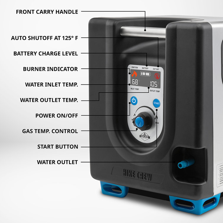 Compact Black and Silver Portable Propane Water Heater