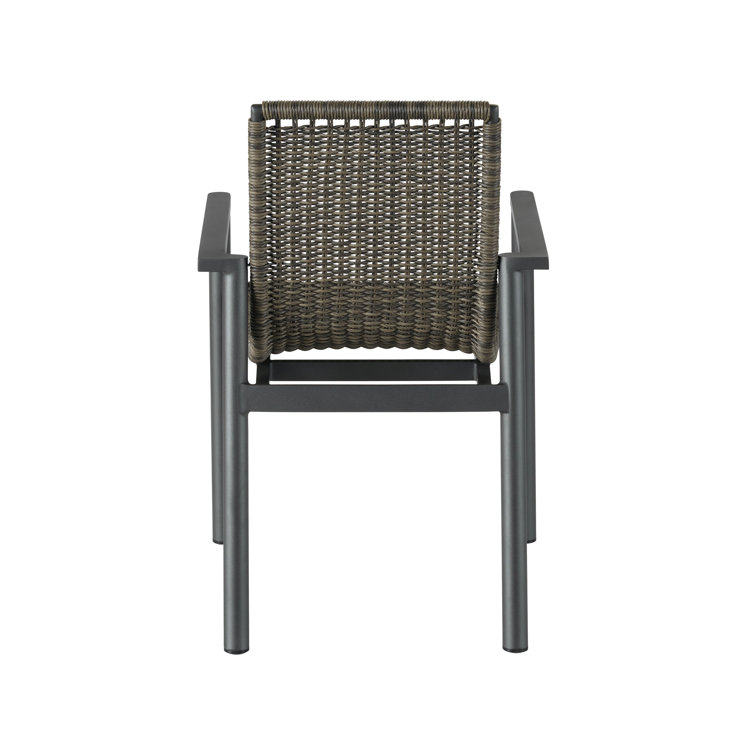 Gray Woven Wicker Outdoor Dining Armchair