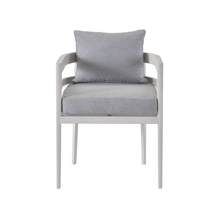 Gray Aluminum Outdoor Dining Chair with Cushions