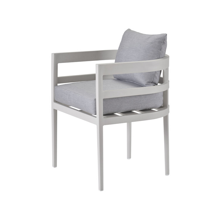 Gray Aluminum Outdoor Dining Chair with Cushions