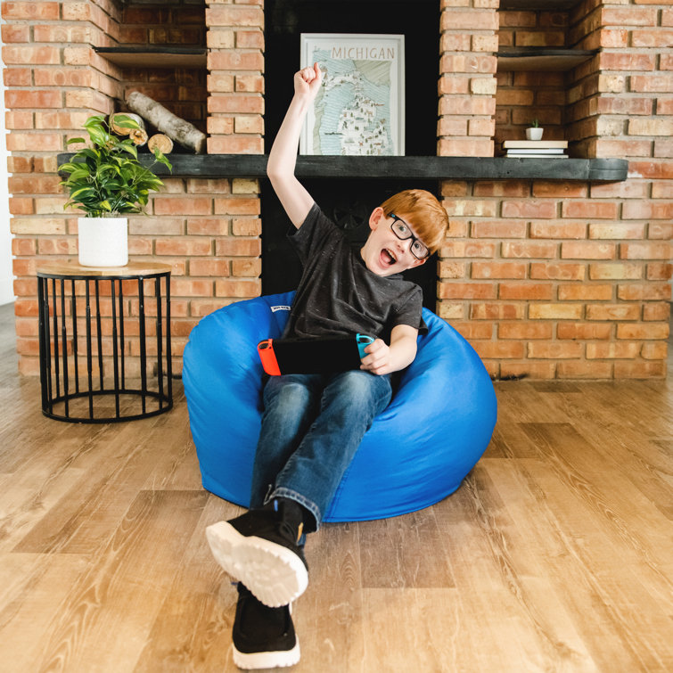 Sapphire Blue Polyester Bean Bag Chair with Removable Cover