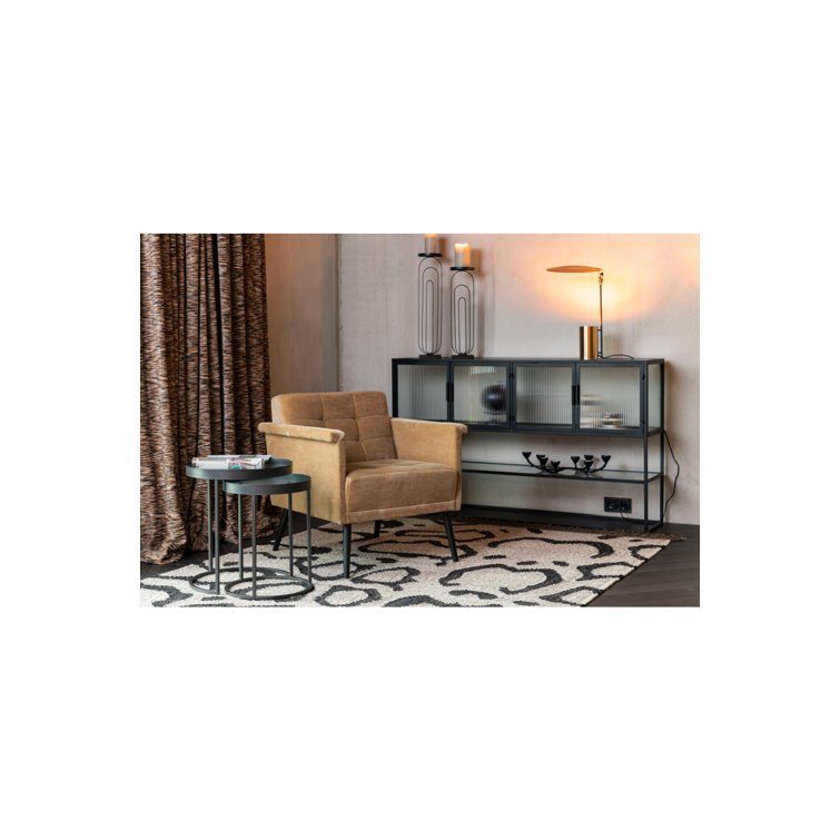 Boli 59'' Black Glass and Metal Sideboard