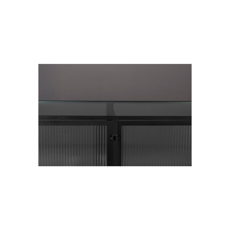 Boli 59'' Black Glass and Metal Sideboard