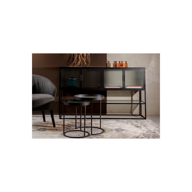 Boli 59'' Black Glass and Metal Sideboard