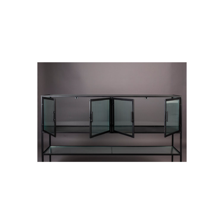 Boli 59'' Black Glass and Metal Sideboard