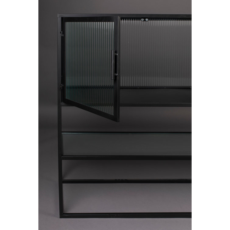 Boli 59'' Black Glass and Metal Sideboard