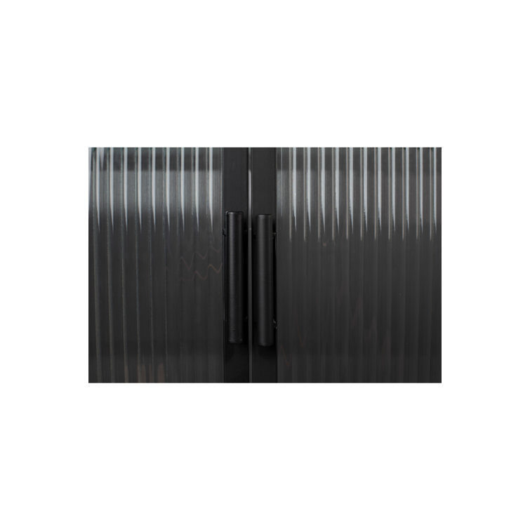 Boli 59'' Black Glass and Metal Sideboard
