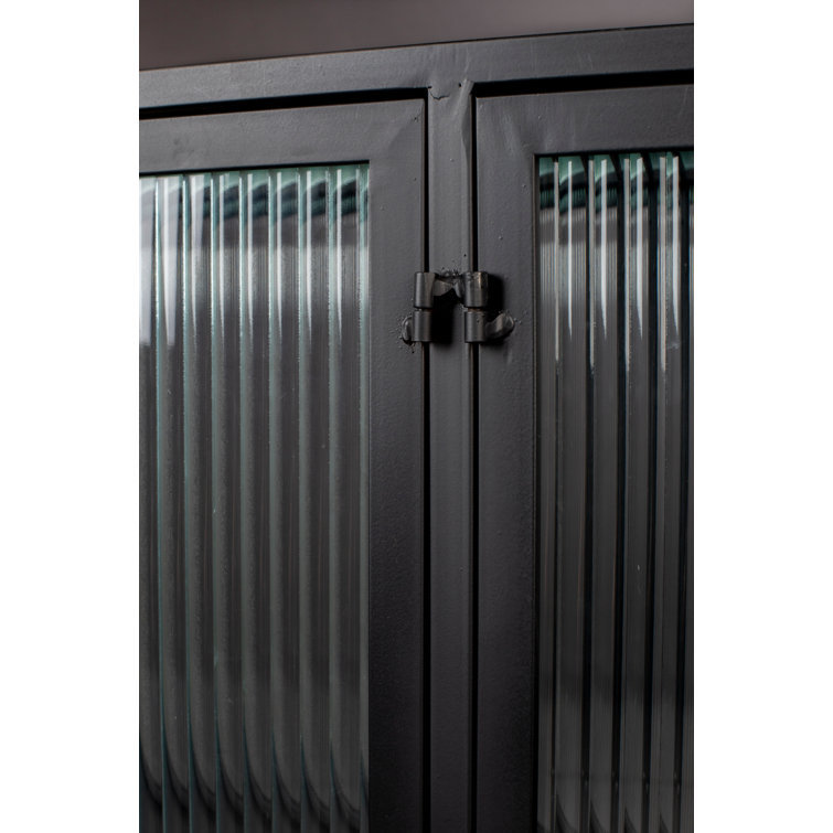 Boli 59'' Black Glass and Metal Sideboard