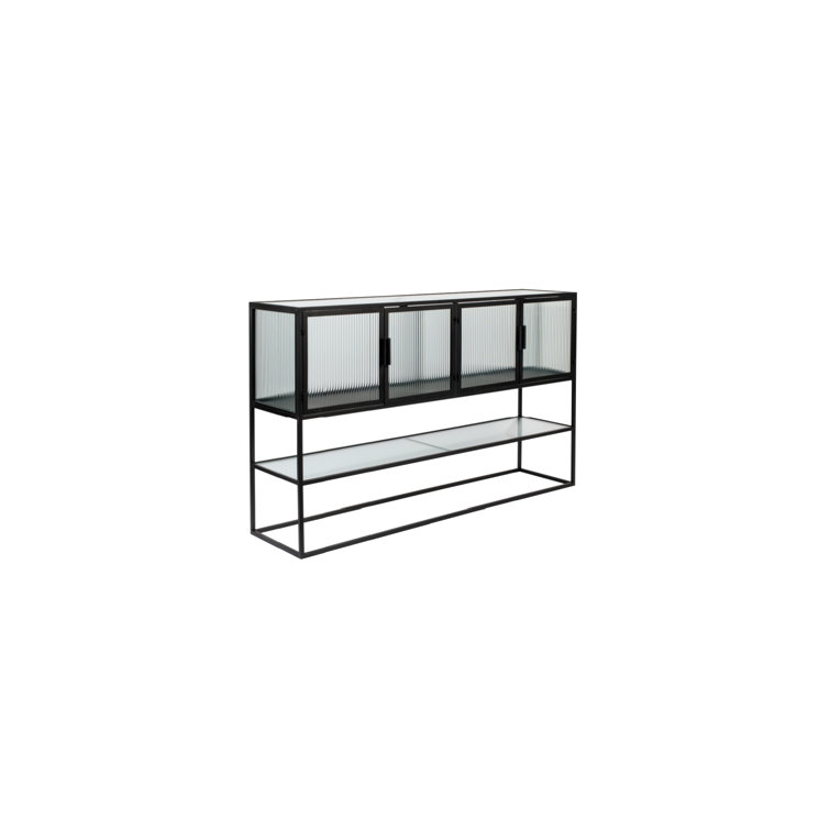 Boli 59'' Black Glass and Metal Sideboard