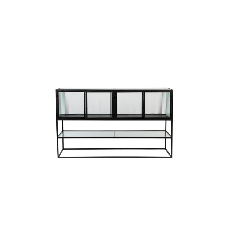 Boli 59'' Black Glass and Metal Sideboard