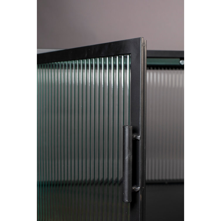 Boli 59'' Black Glass and Metal Sideboard