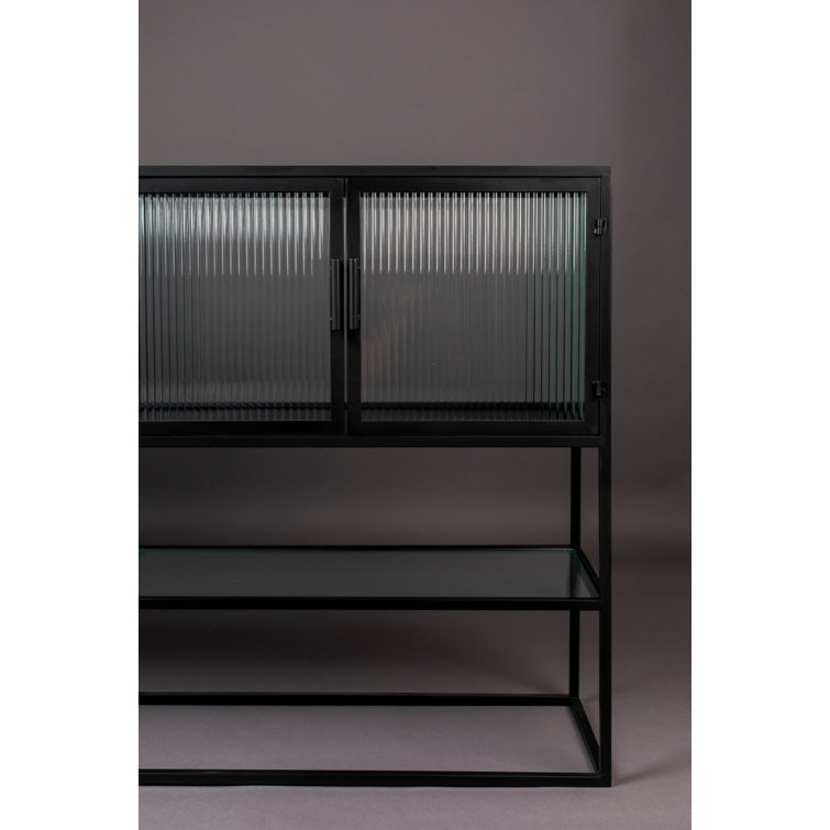 Boli 59'' Black Glass and Metal Sideboard