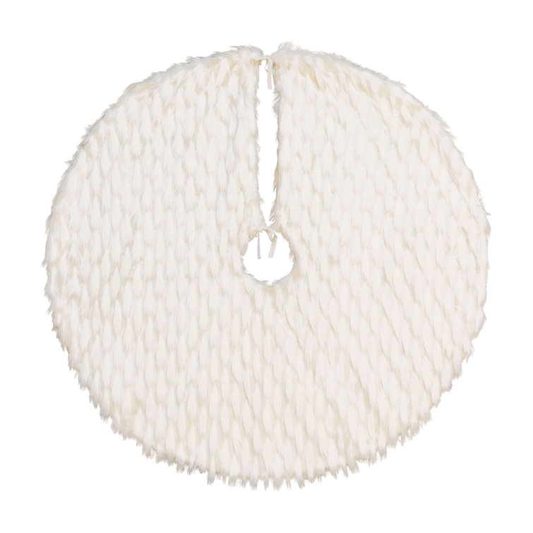 Ivory Faux Fur Circular Holiday Tree Skirt