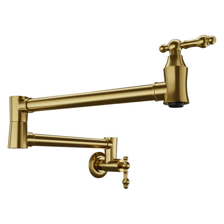 Brushed Gold Stainless Steel Wall Mounted Pot Filler Faucet