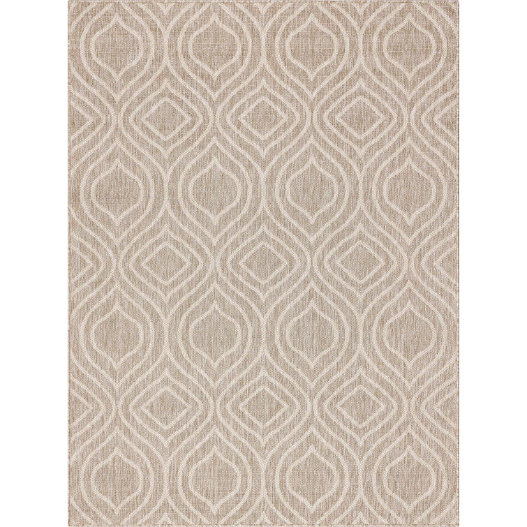 Coastal Cabin Beige Synthetic 8' x 10' Flat Woven Area Rug