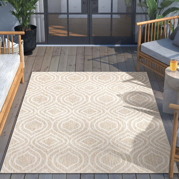 Coastal Cabin Beige Synthetic 8' x 10' Flat Woven Area Rug