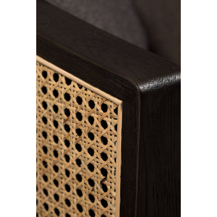 Eucalyptus Wood Square Arm Gray Geometric Armchair