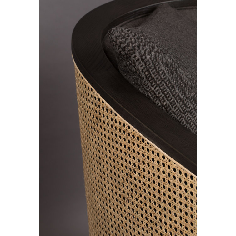 Eucalyptus Wood Square Arm Gray Geometric Armchair