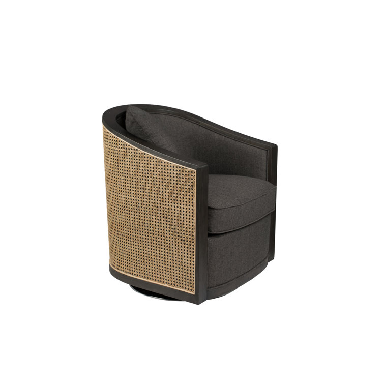 Eucalyptus Wood Square Arm Gray Geometric Armchair