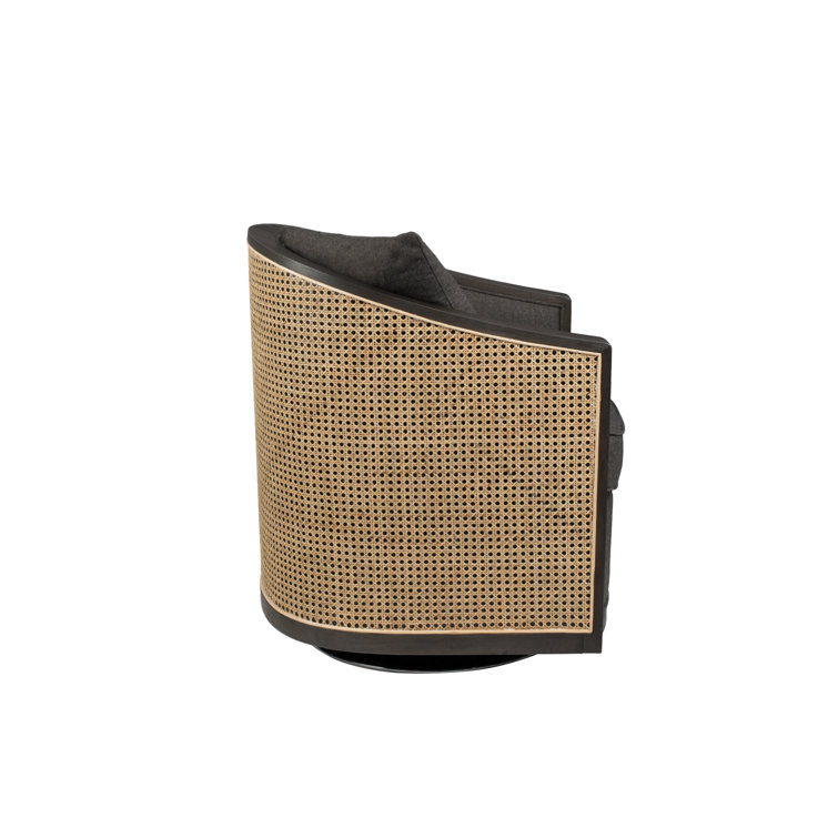 Eucalyptus Wood Square Arm Gray Geometric Armchair