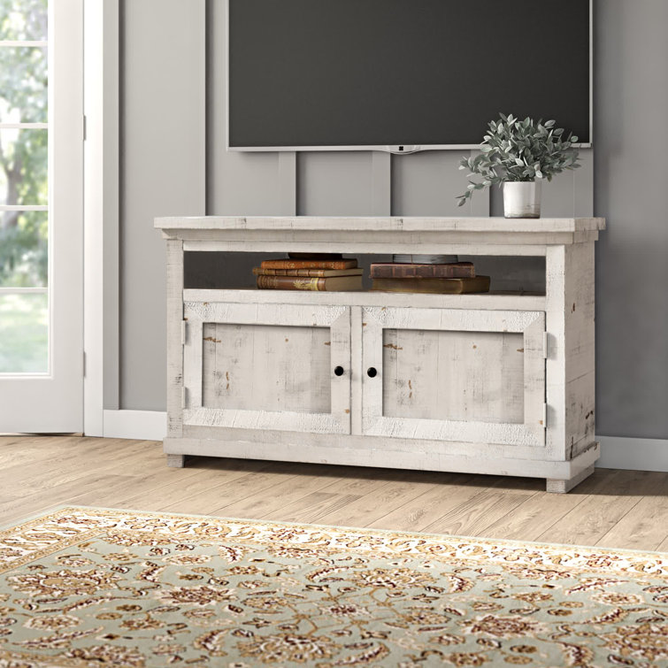 Transitional 54'' White Wood TV Console with Cabinet Storage