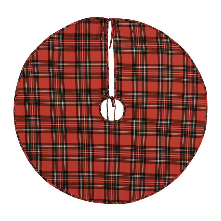 Red and Black Plaid Cotton Christmas Tree Skirt