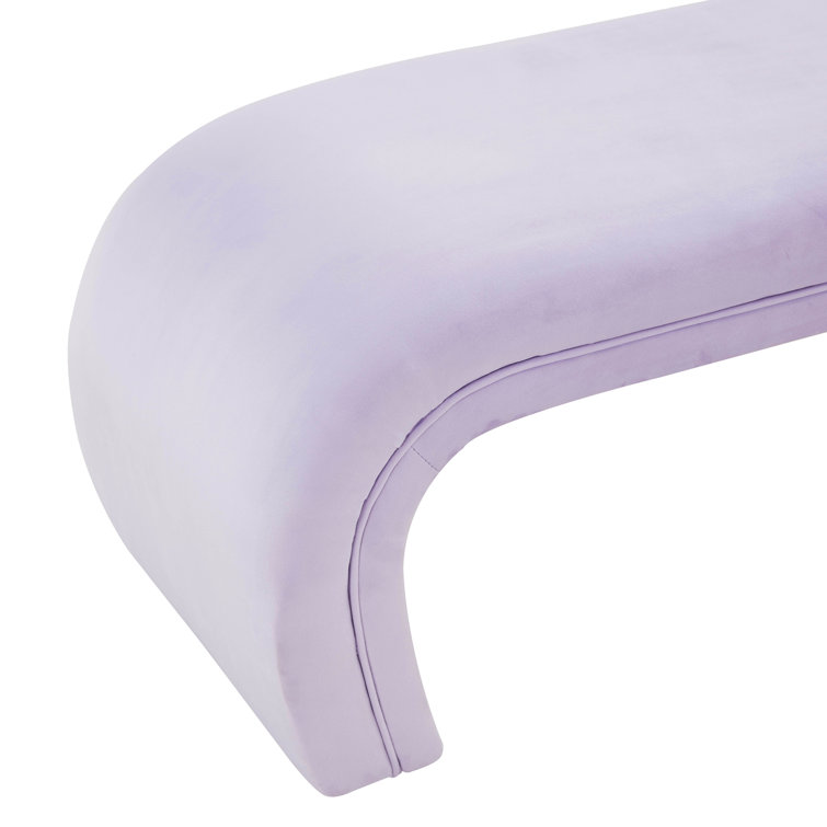 Lavender Velvet Upholstered Bench with Solid Wood Legs