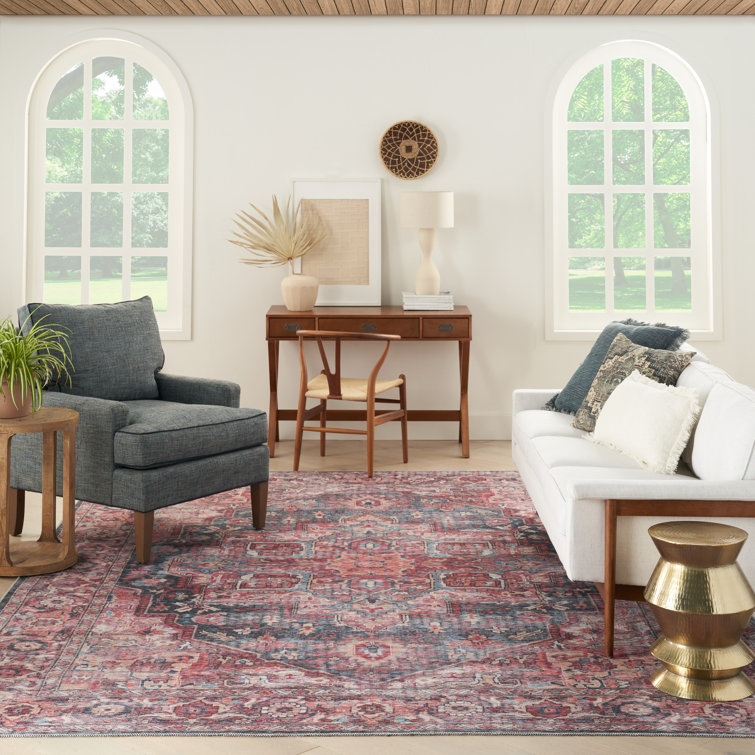 Multicolor Floral Cotton Chenille 5' x 7' Area Rug