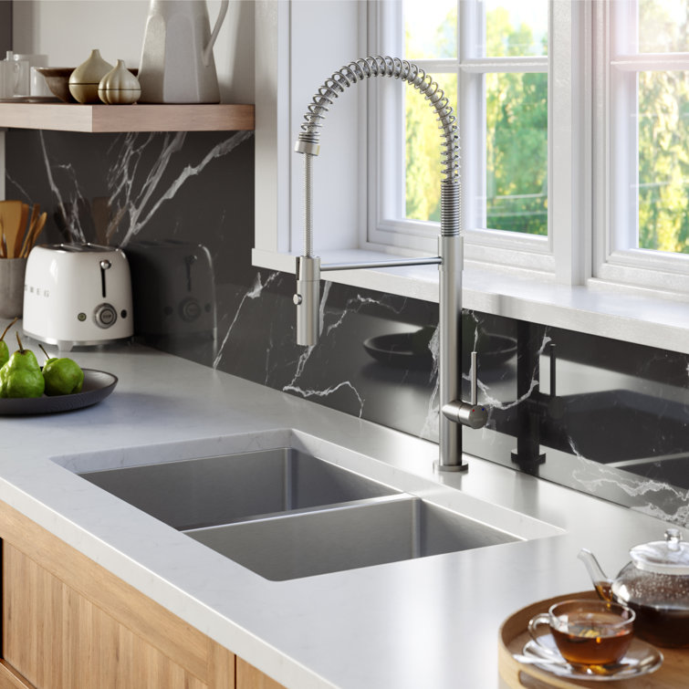 30" Satin Brushed Stainless Steel Double Bowl Farmhouse Sink
