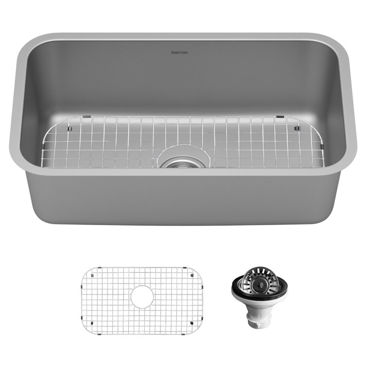 Karran 30'' Stainless Steel Single Bowl Undermount Kitchen Sink
