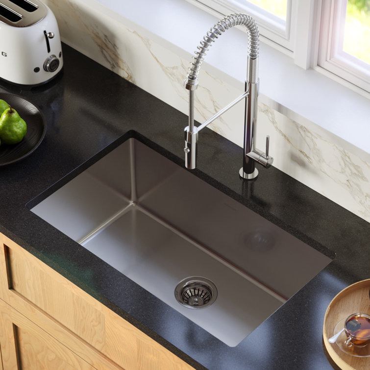 Karran 30'' Satin Brushed Stainless Steel Single Bowl Undermount Kitchen Sink