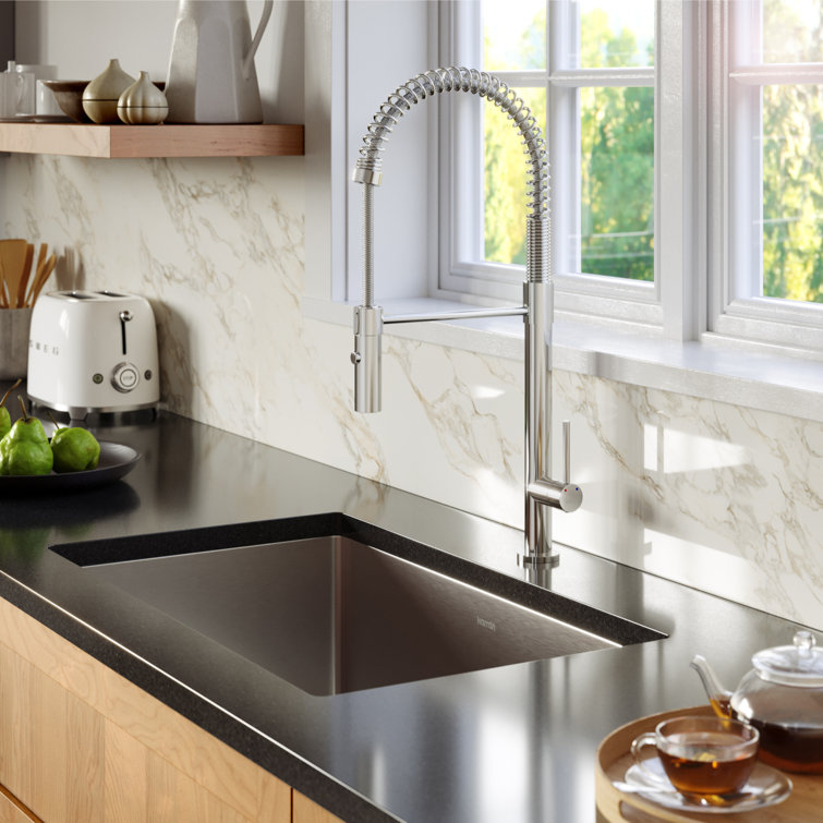 Karran 30'' Satin Brushed Stainless Steel Single Bowl Undermount Kitchen Sink