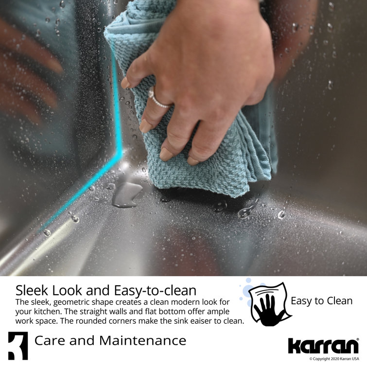Karran 30'' Satin Brushed Stainless Steel Single Bowl Undermount Kitchen Sink