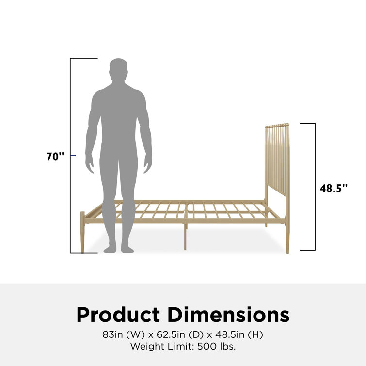 Giulia Gold Queen Metal Platform Bed with Vertical Slat Headboard