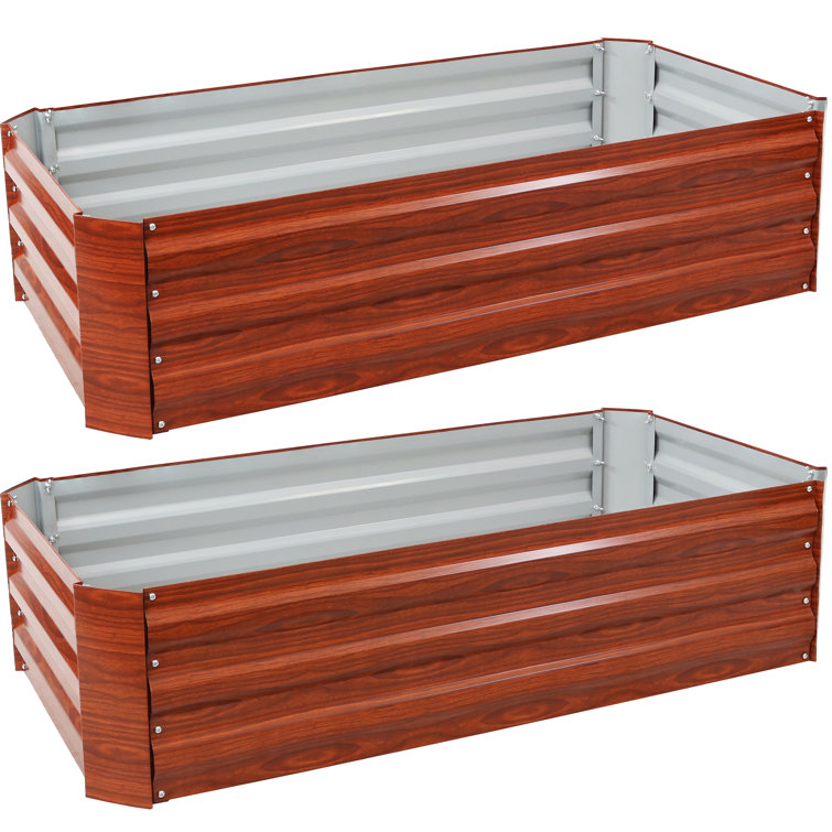 Woodgrain Galvanized Steel Raised Garden Beds, 48" x 24" x 11.75"