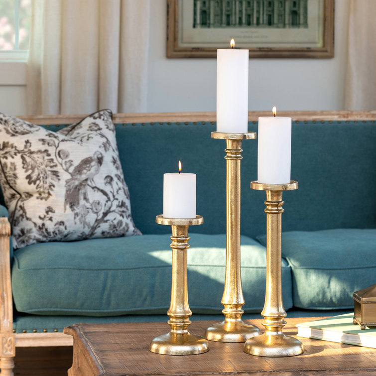 Classic Gold Cast Aluminum Candlestick, 17" Height