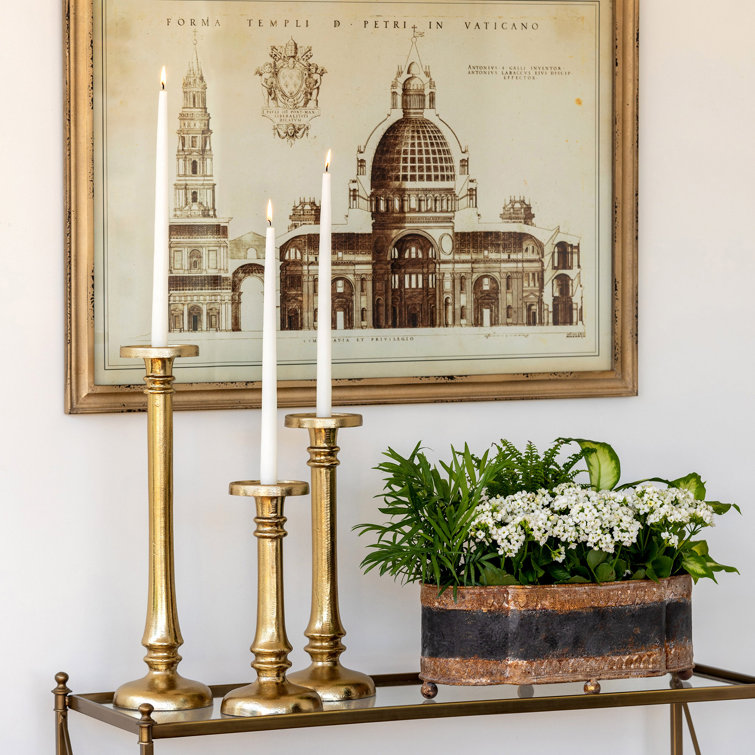 Classic Gold Cast Aluminum Candlestick, 17" Height