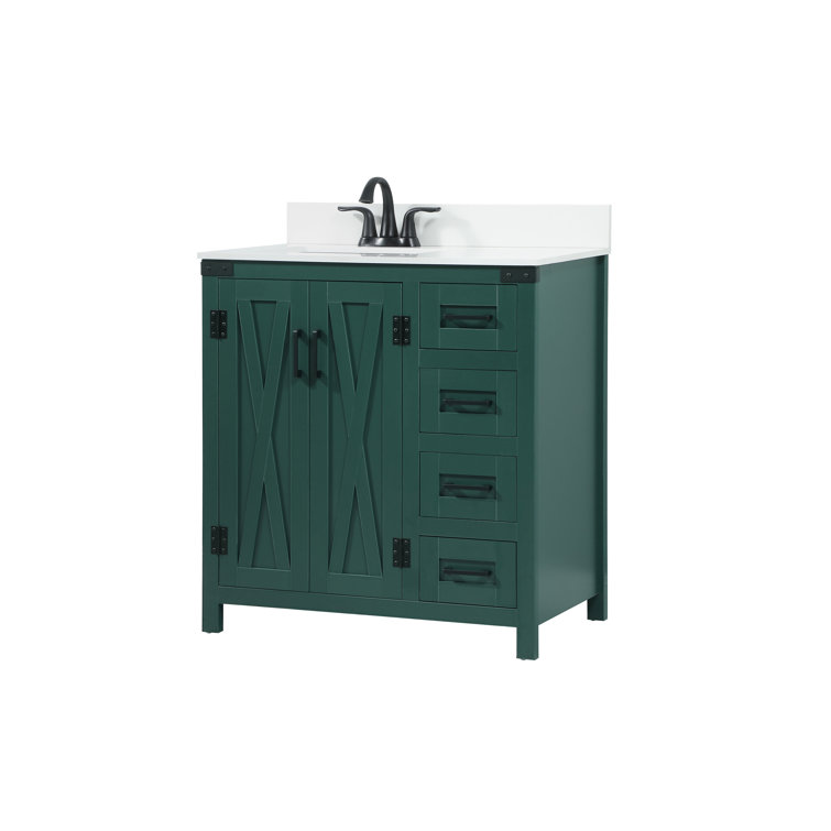 Slayton 32'' Green Oak Freestanding Single Bathroom Vanity