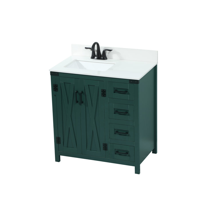 Slayton 32'' Green Oak Freestanding Single Bathroom Vanity